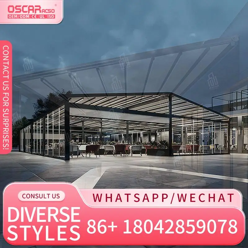 

Factory Supply Retractable Motorized Waterproof Shade Awning for Courtyard Retractable Canopy Pergola