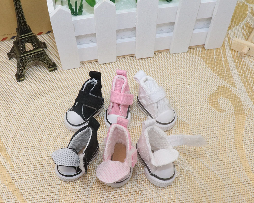 Puppenschuhe 3,5 cm * 2 cm * 3 cm für Bryc-Puppen Mini flache Canvas-Turnschuhe für 1/8 16 cm 6 Zoll BJD Finger-Tanzschuhe Spielzeug – Detail 3