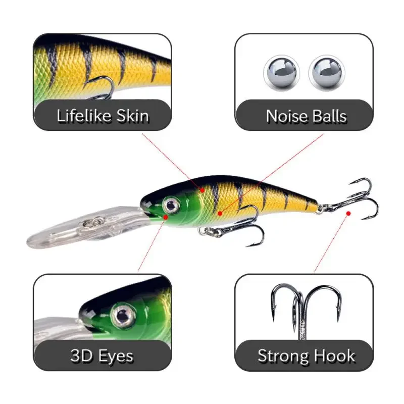 1PCS Deep Dive Minnow Bait 10 Cm 8 G Floating Shad Swingfish Artificial Hard Bait Pike Perch Bend Bait Fishing Tackle Fish Lures