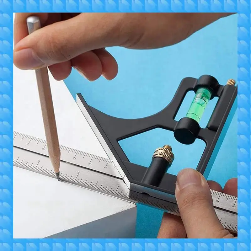 ETRT Square Ruler Set Kit 300Mm (12Inch) Adjustable Engineers Combination Try None Right Angle Ruler With Spirit Level