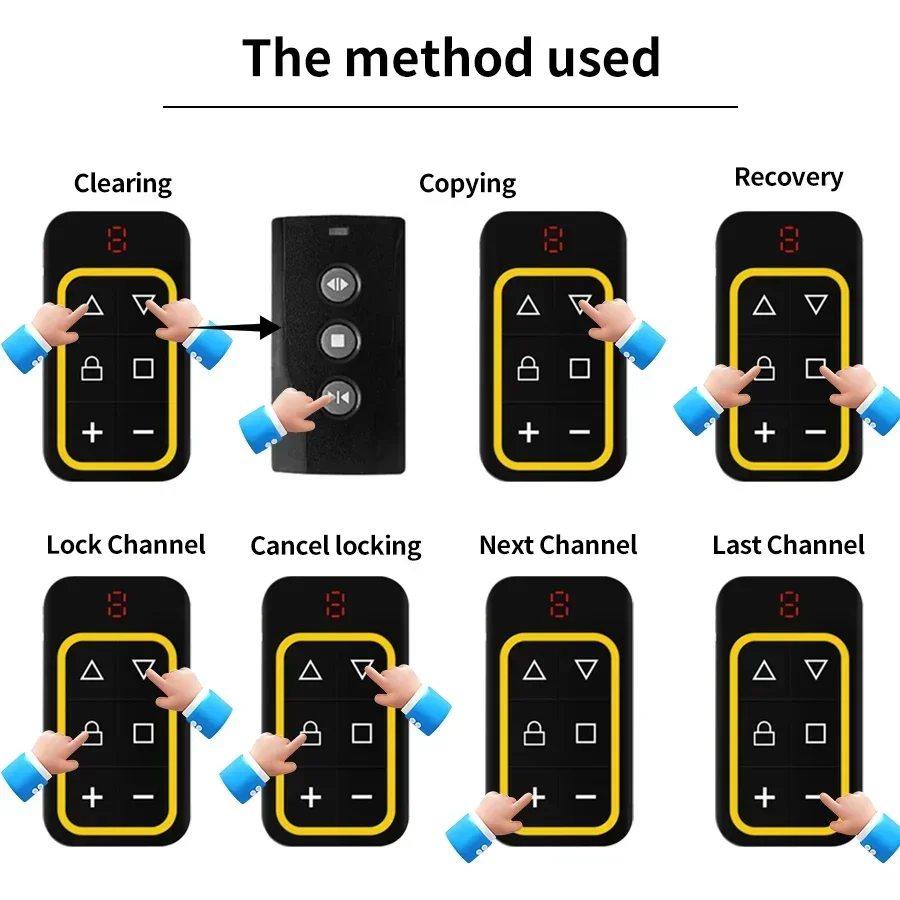 300-915MHZ 8 in 1 Garage Door Remote Control Copy Duplicator 433mhz 868mhz 8CH Multi-frequency Garage Remote Code Transmitter