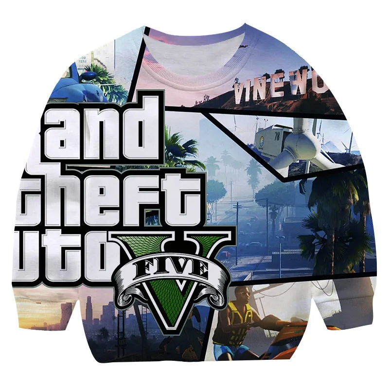 Grand Theft Auto 5 Pattern Sweatshirt 3d Printed Sweatshirts for Men and Women Pullovers Harajuku Unisex Tops