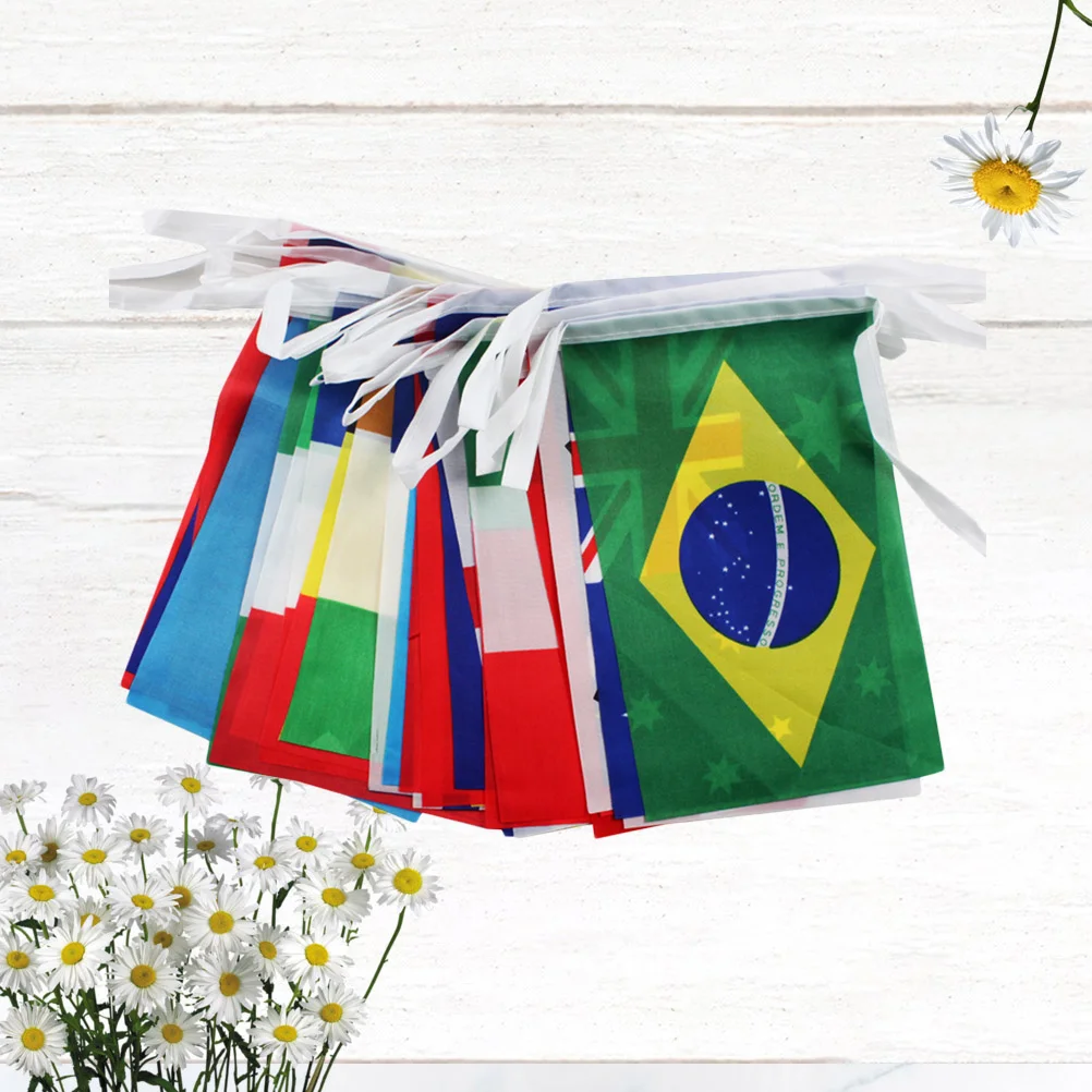 

1Set Hanging Burlap Flag 50 Countries Banner Durable Smooth Beautiful Bright Color Indoor Outdoor Decor Worldwide Game Party