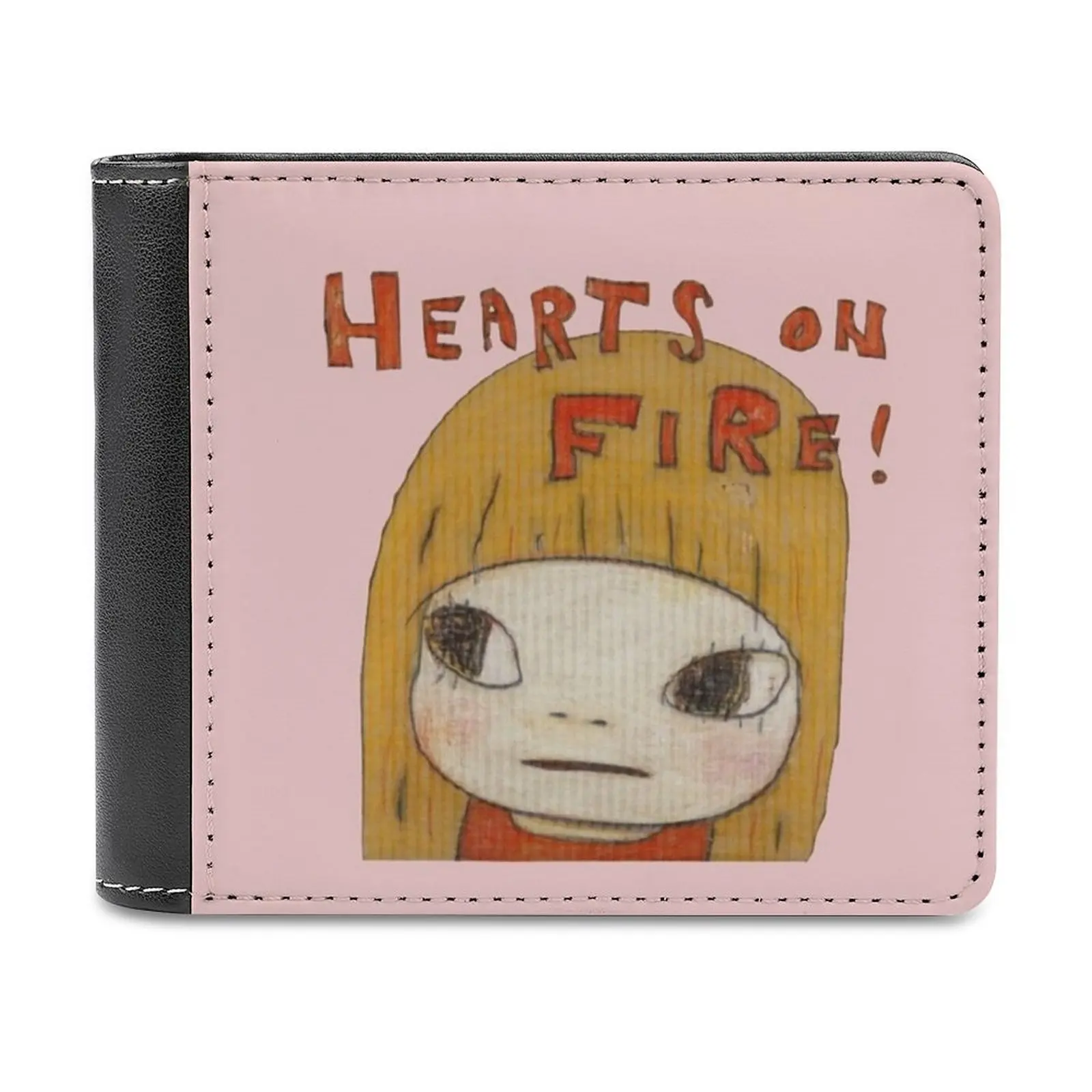 Yoshitomo Nara Hearts On Fire Painting New Men Wallets Pu Leather Men Purse High Quality Male Wallet Yoshitomo Nara Nara