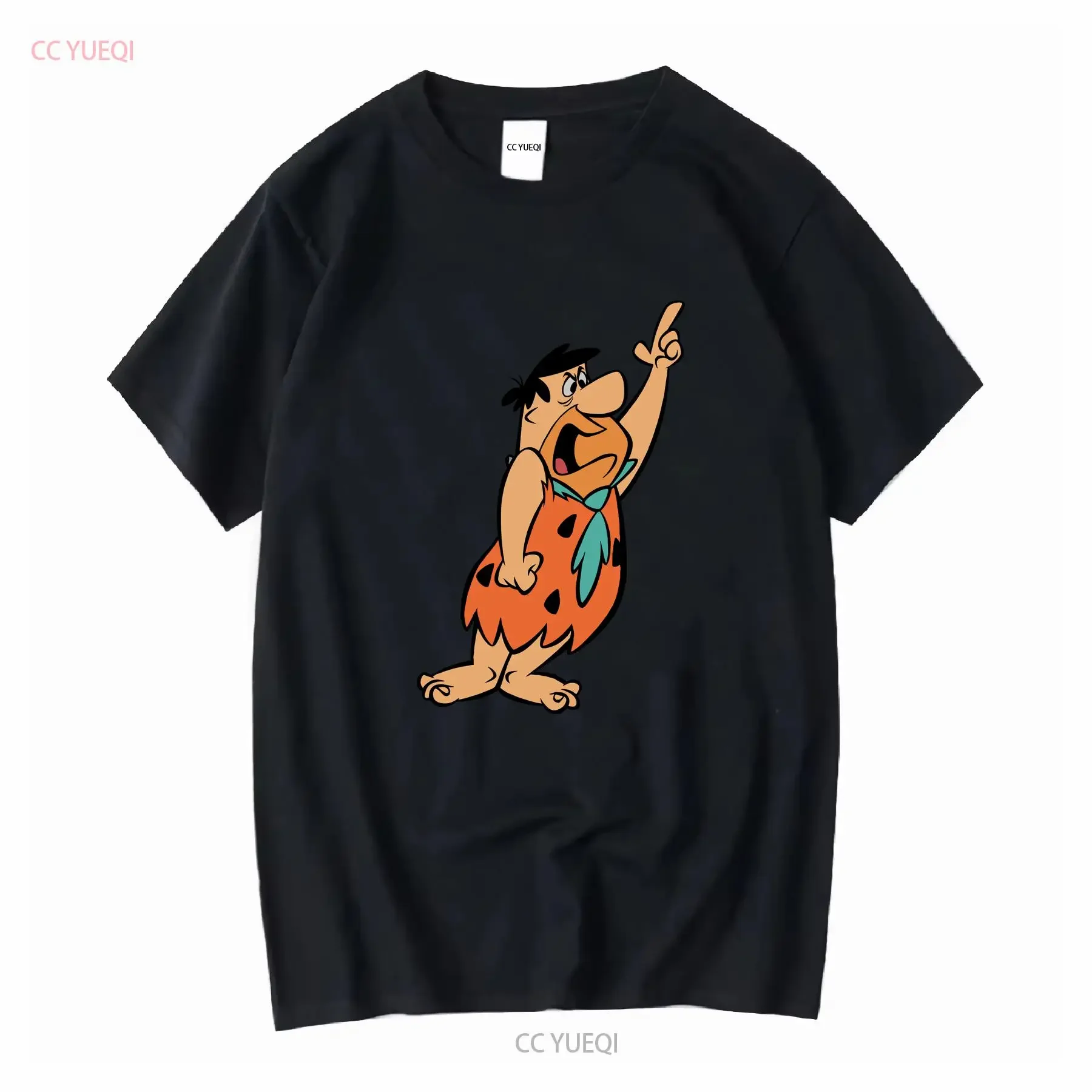 Fred Flintstone T Shirt Men's Small S  Crew Neck White long sleeves vintage Washed streetwear Stretched Casual Comfortable