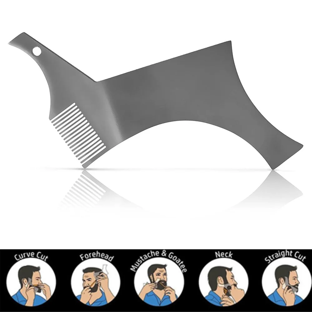 Stainless Steel Beard Stencil Modeling Comb Template Shaping Styling Ruler Combs Tool Beard Shave Hairdressing Care Moustache