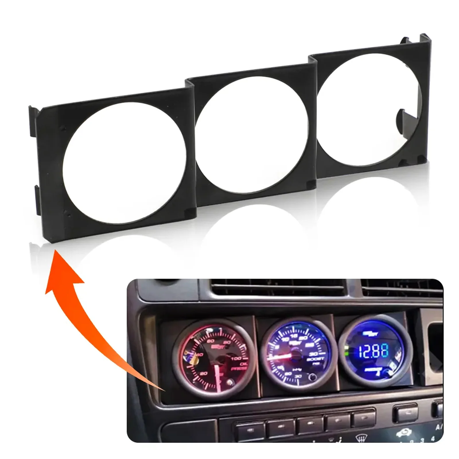 

52mm 3 Hole Single DIN Radio Slot Face Triple Meter Panel Iron Mount Black For Auto Car Gauge Pod