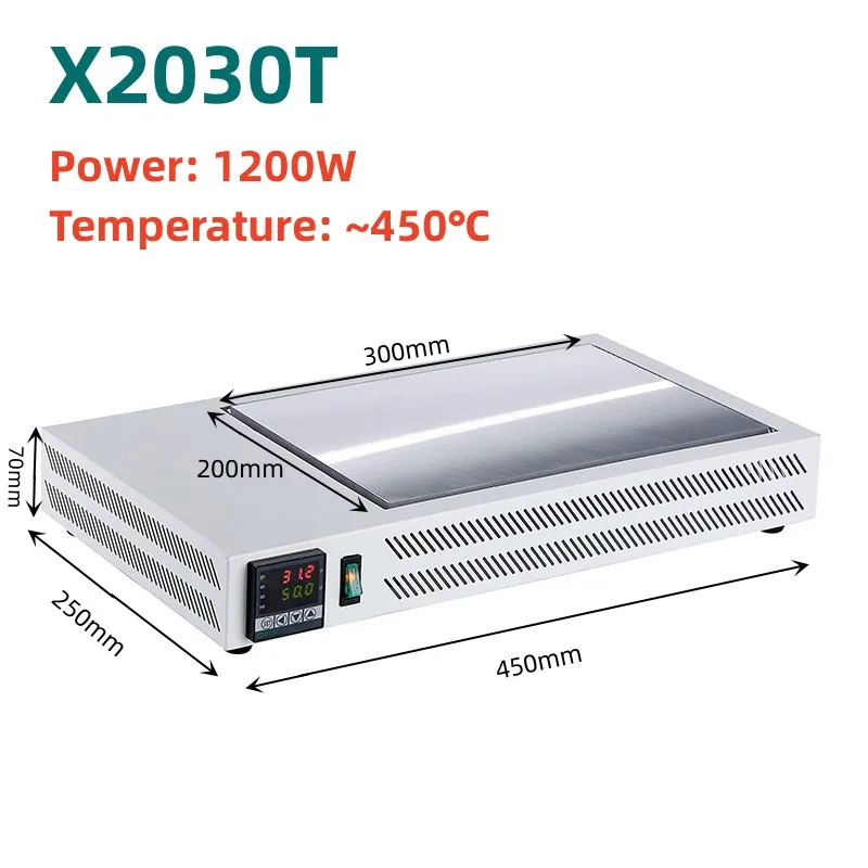 X2030T Heating Platform 1200W Aluminium 200x300mm 450℃ Electronic Digital Preheating Station Table LED Lamp Bead Repair Tool