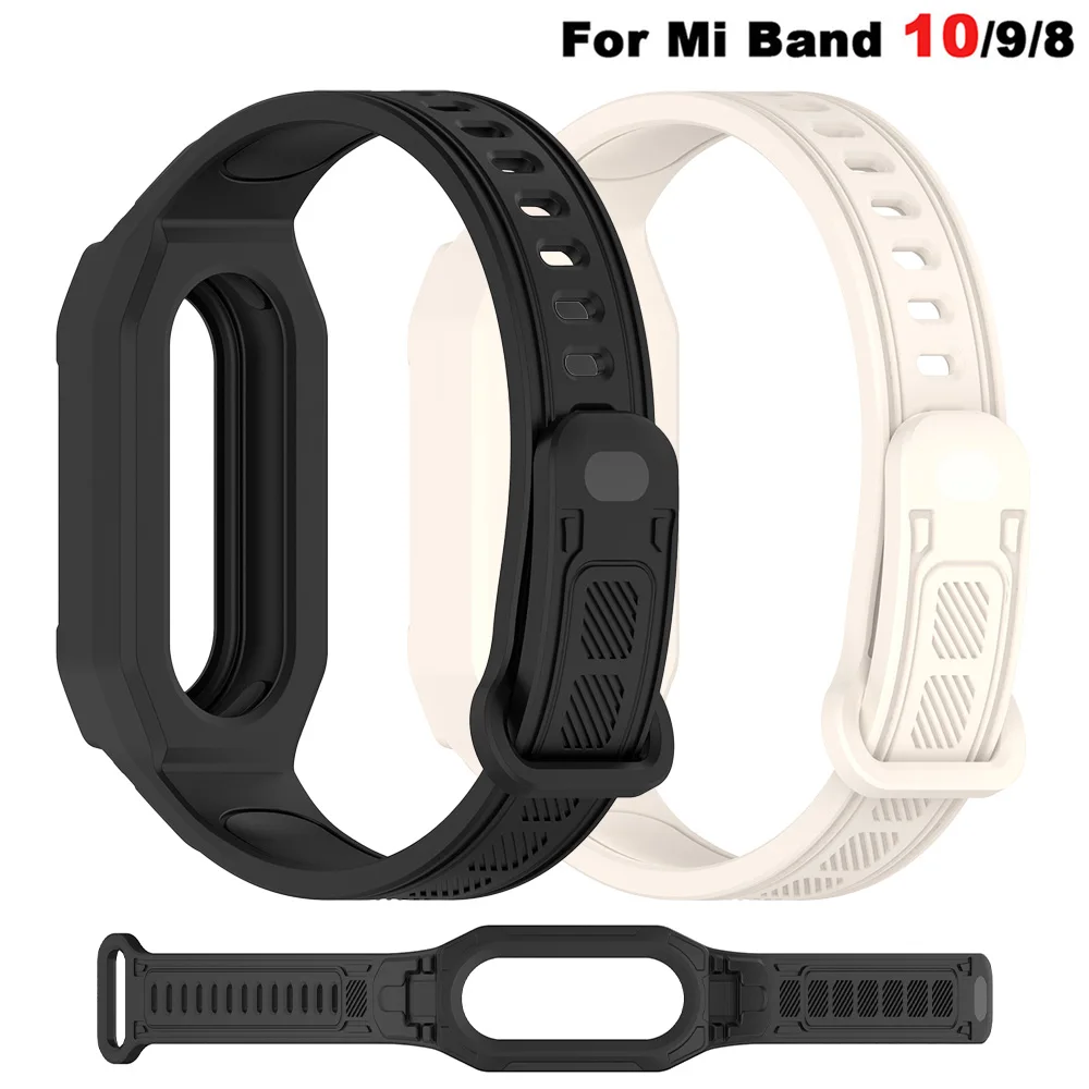 Silicone Case+Strap for Xiaomi miband 10 9 8 accessories Silicone bracelet+Protective shell Cover for xiaomi MI band10 9 8 strap