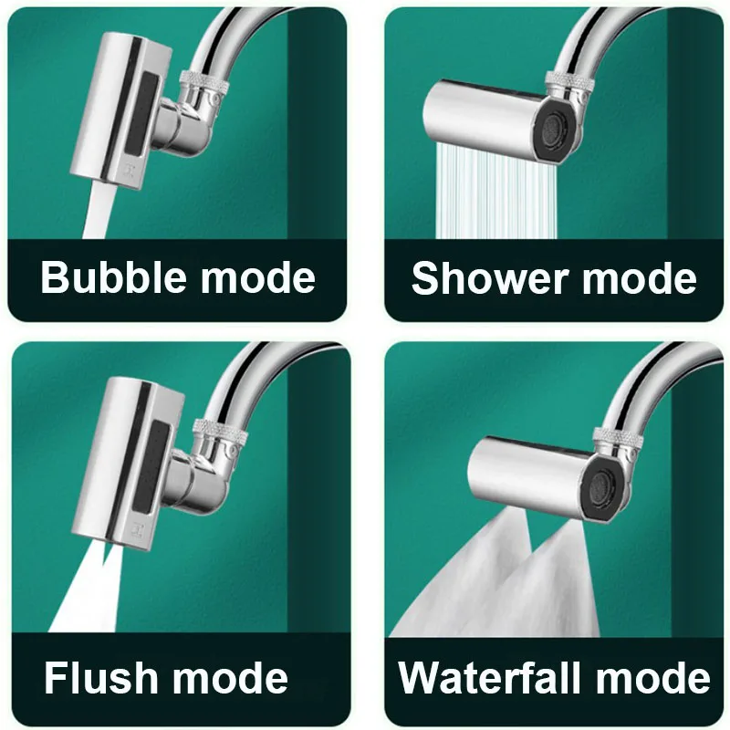 

4 Modes Water Saving Faucet Aerator Universal Anti Splash Filter Nozzle Kitchen Bathroom Sink Tap Extension Adapter Accessory