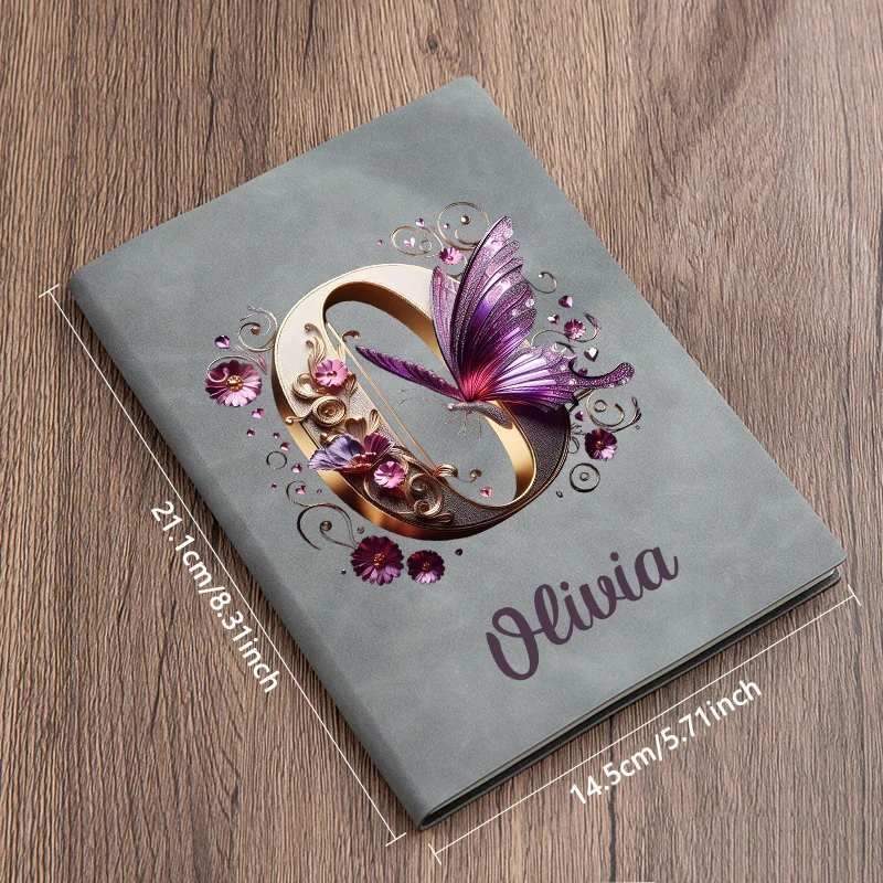 Customizable Faux Leather Notebook with Custom Name - A5 Size Textured Cover Diary for Work, School Notebooks, Diary Notebook