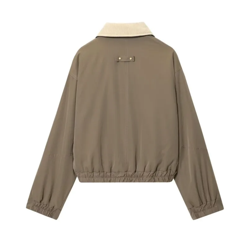 HipSeam Women's Jacket With Lapel Collar New 2026 Autumn Pocket Woman Winter Jacket Elastic Hem Lady Outerwear Chic Female Coats