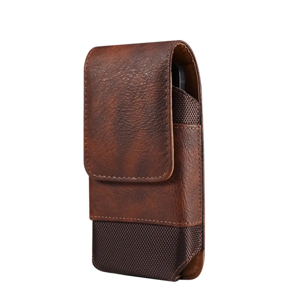 PU leather Oxford cloth splice flip phone bag wear belt Fanny pack vertical magnetic buckle multi-functional Fanny pack 5