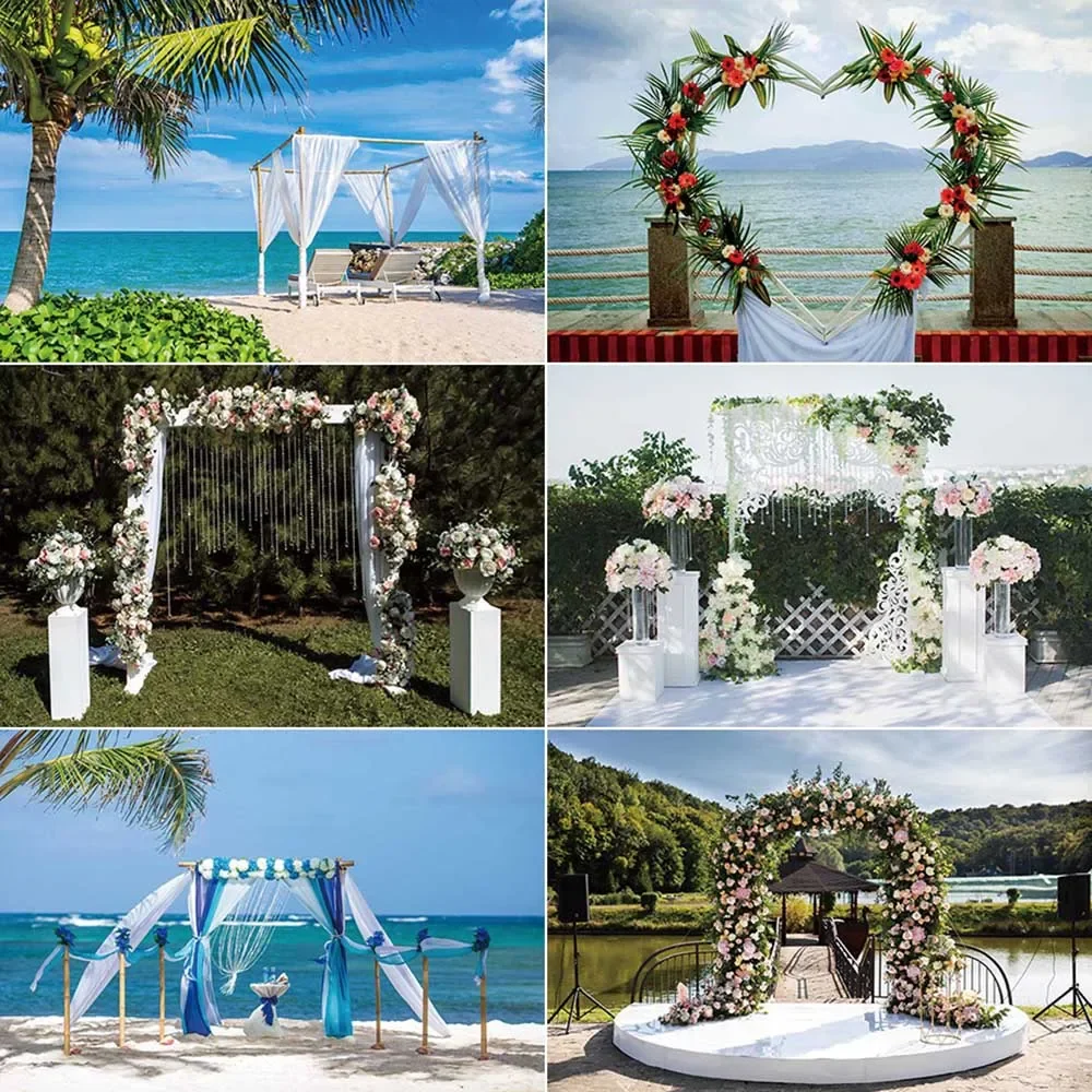 

MOON.QG Wedding Ceremony Photography Backdrop Arch Flower Outdoor Photozone Background Children Studio Photocall Accessories