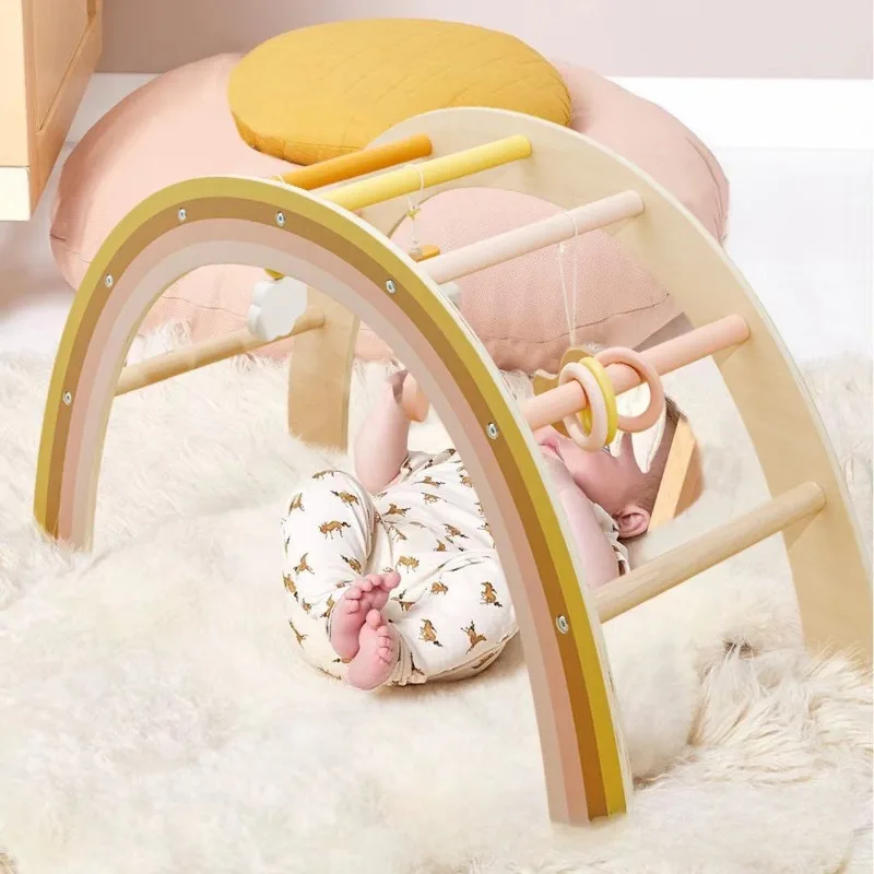 

New Baby Rainbow Early Education Grasp Fitness Rack Wooden Arched Children's Fitness Rack Solid Wood Children's Toy Rack