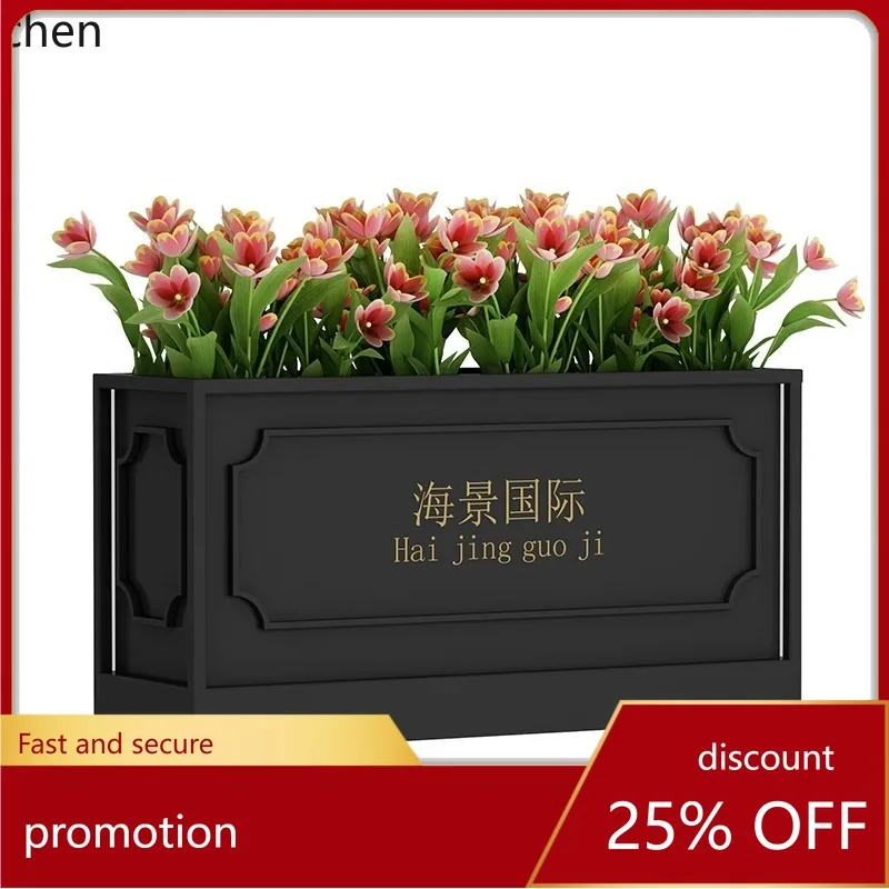 

HT outdoor flower box flower bed square courtyard stainless steel planting box partition fence wrought iron outdoor pendulum