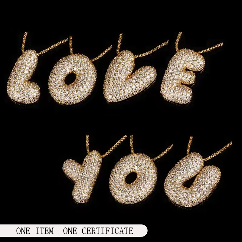 S925 Silver Moissanite English 26 letter pendants Certified HipHop Style Jewelry Personalized customization Valentine's Day Gift