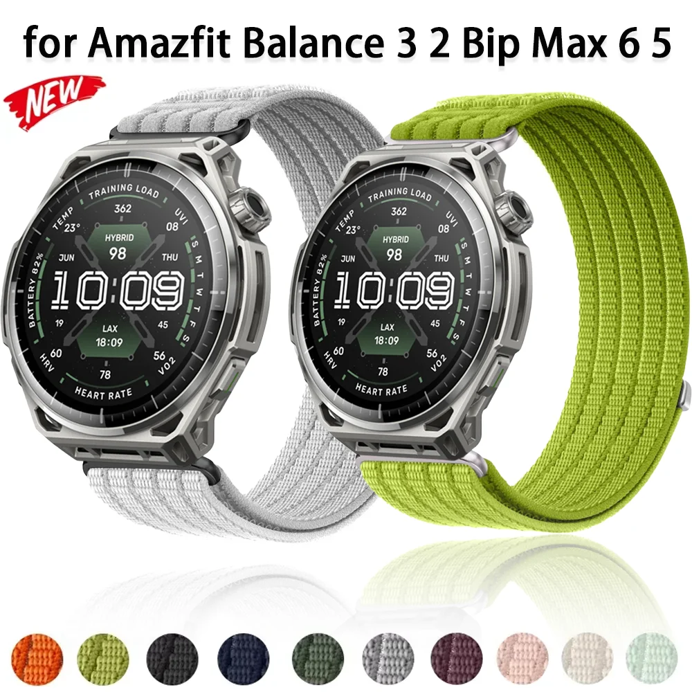 Image of 18mm 20mm 22mm Nylon-Armband für Amazfit Balance 3 2 Bip Max 6 5 Active Max T-Rex3 Pro 48mm 44mm Armband Amazfit Active 3 2 Band