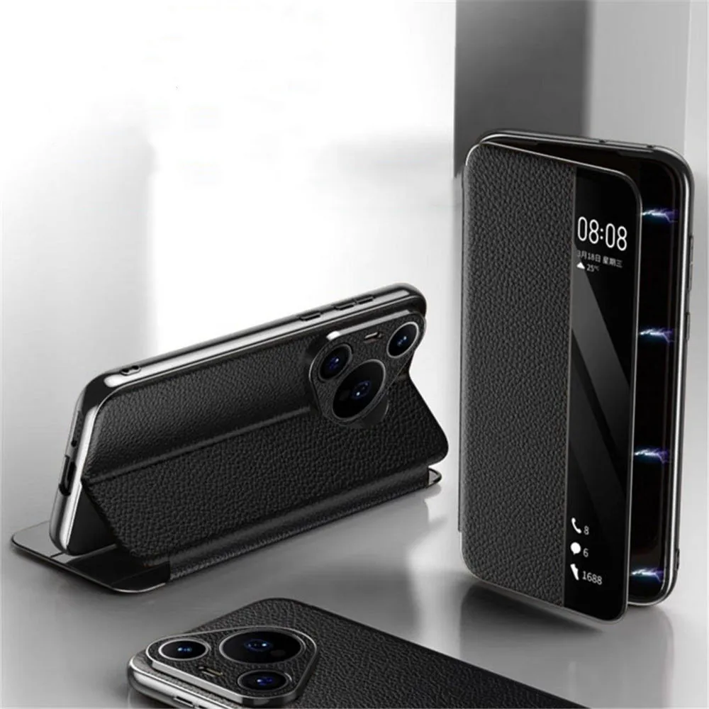 Huawei用本革フラップケース,ビジネスホルダー,Pura 70, Pro 70,ultra