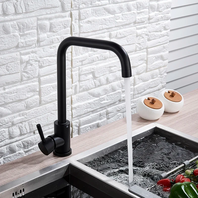 304# Matte Black/Brushed Nickel Kitchen Faucet Hot and Cold Mixing Faucet Kitchen Faucet Kitchen Faucet