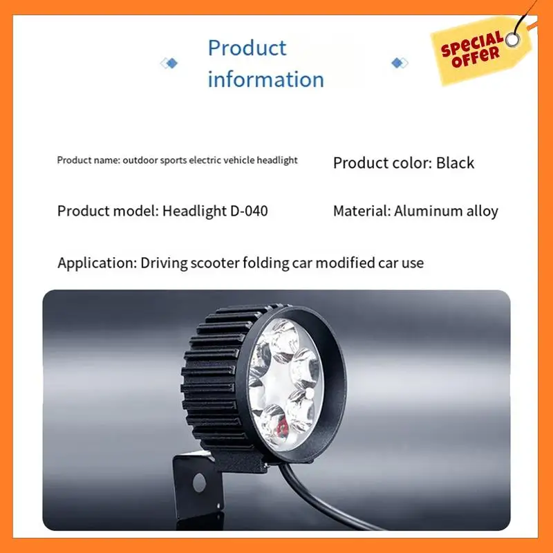 

12V-80V Universal Bicycle Cycling Horn Headlight Electric Bike Front Light Waterproof Electric Bike Warning Lamp