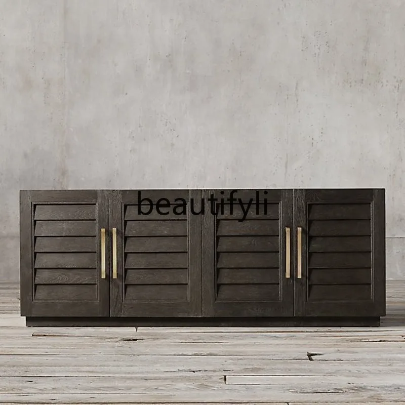 

French Country Retro Decorative Cabinet American Furniture Sideboard Modern Minimalist Solid Wood Home Entryway Cabinet