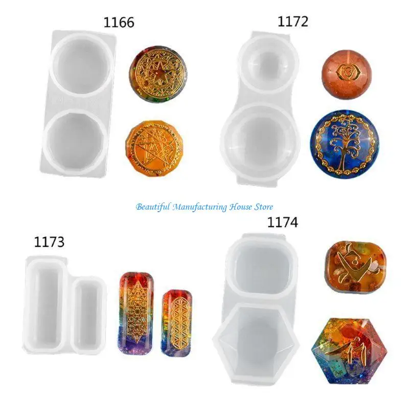 E56A Glossy Silicone Mold with Orgonite Sticker Geometry Epoxy Resin Mold DIY