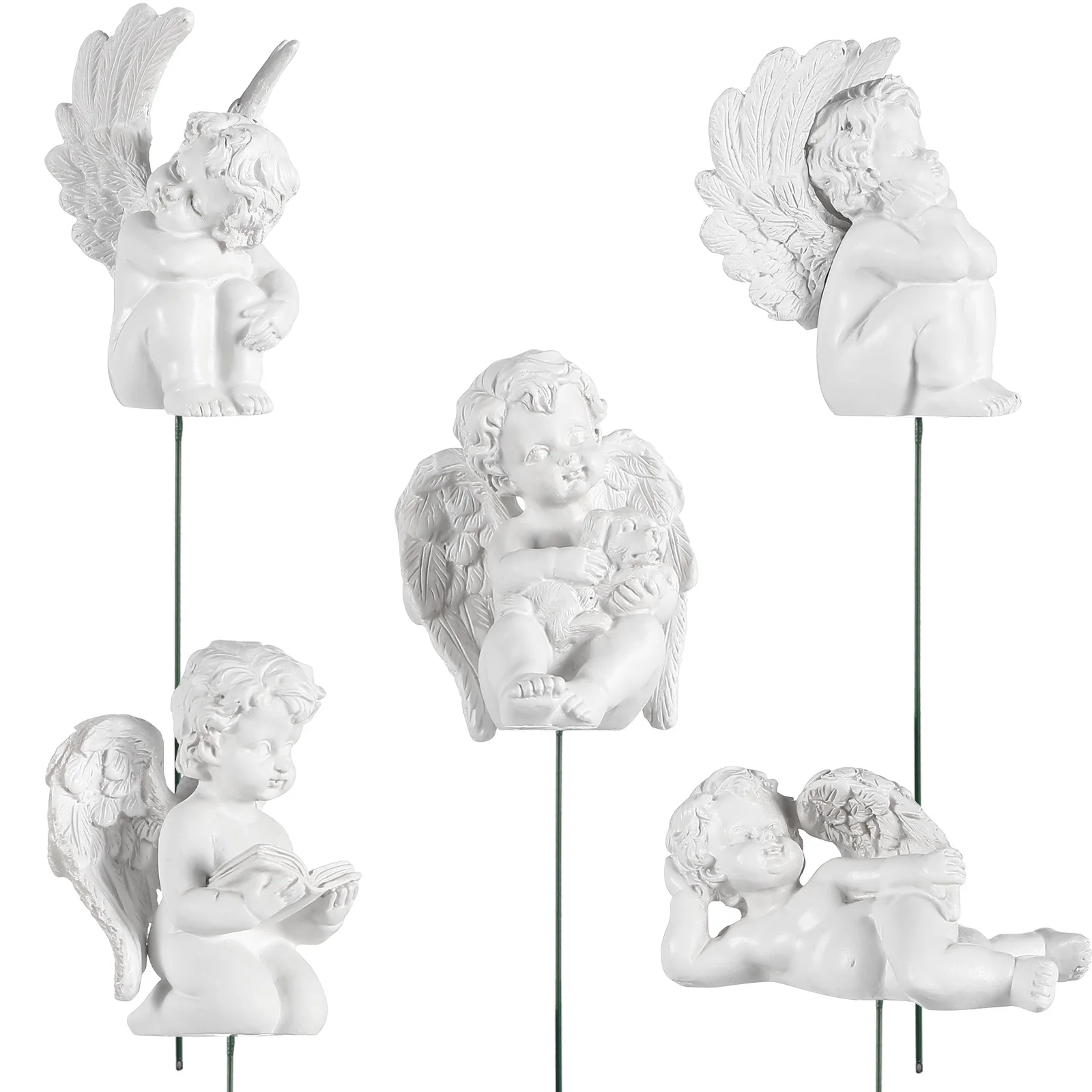 5 pezzi Decor Cupido Composizione floreale Ornamenti cardinali Resina Giove Vasi decorativi Angelo commemorativo