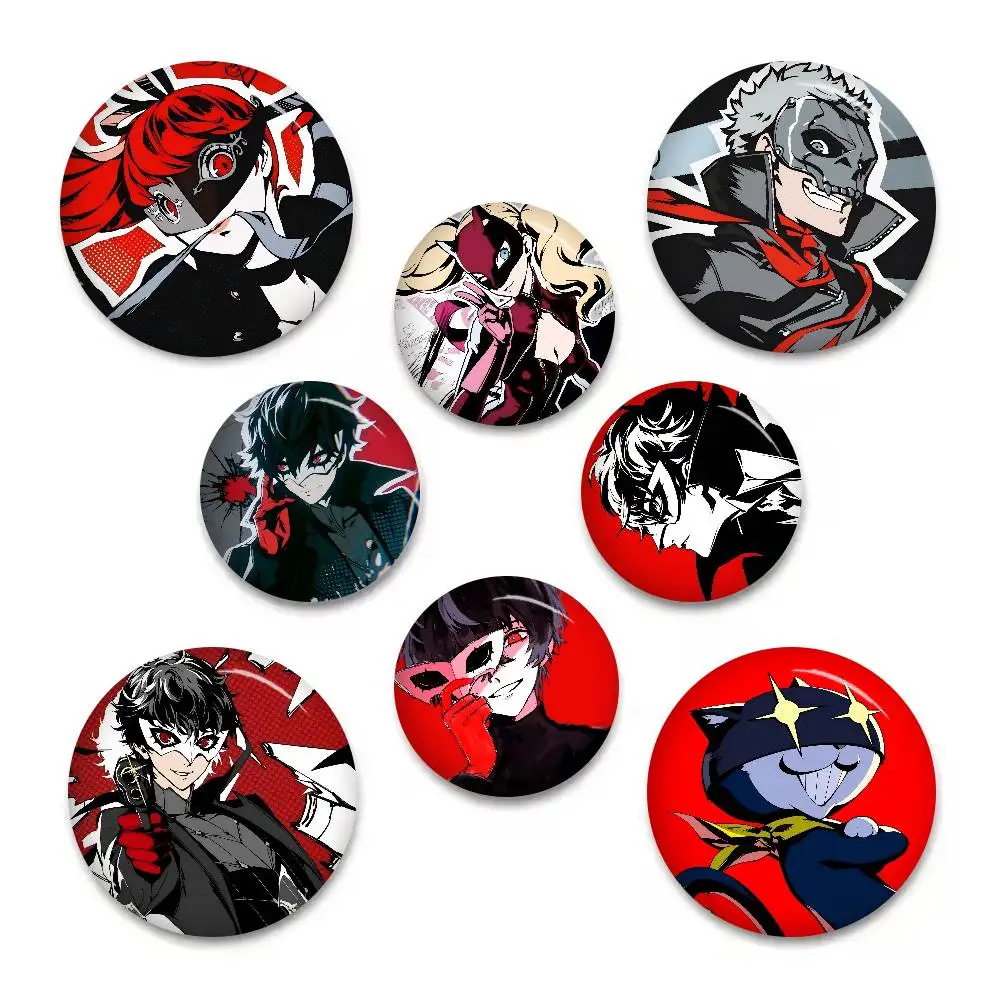 Pin de botón suave de Persona 5, insignia redonda de metal, pin de solapa, regalo para amigos, joyería infantil