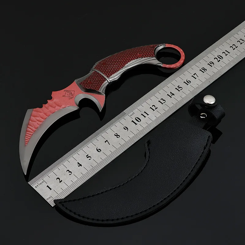 Juego Delta Force de 18cm/7 pulgadas que rodean la funda para cinturón de cuchillo con garra de búho rojo espadas de acero Real para Cosplay colección de regalos de navidad