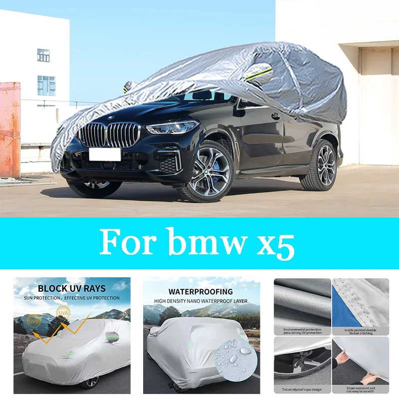 

Автомобильный чехол, уличный полный внешний снежный чехол, солнцезащитный козырек, водонепроницаемая пылезащитная защита со светоотражающими полосками для Bmw X5