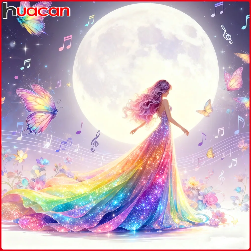 Huacan Vollquadrat Rund DIY Diamant Malerei Schmetterling Fee Mond Diamant Stickerei Porträt Kunst Handgemachtes Geschenk
