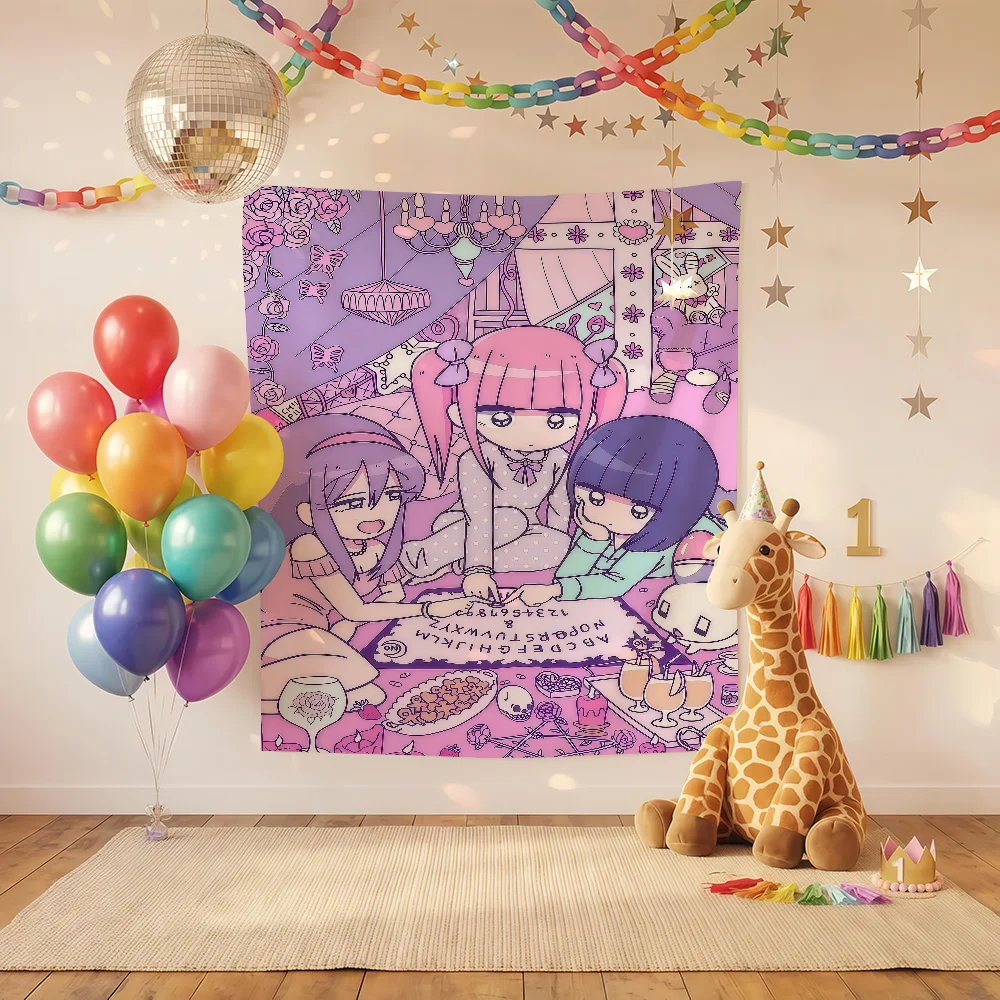 Cartoon Menhera C-Chan Kawaii Pink Flag Suitable For Outdoor Camping Parties Weddings Living Room And Bedroom Decoration