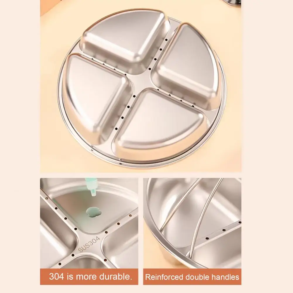 Vegetable Steamer Steamer Rack Stainless Steel Divided Steamer Basket with 3/4 Grids Multi-functional Stackable for Kitchen