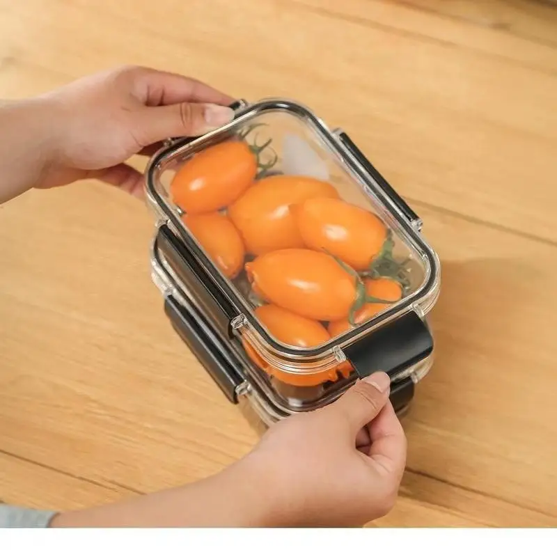 Clear PET Crisper Box Leak-Proof Food Storage Container With Snap Locks & Silicone Seal For Fridge, Fruit, Bento & Meal Prep