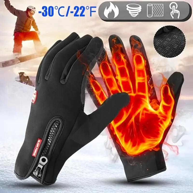 

1pair Waterproof Windproof Warm Gloves, Touch Screen Thermal Gloves For Riding Cycling Outdoor Activities