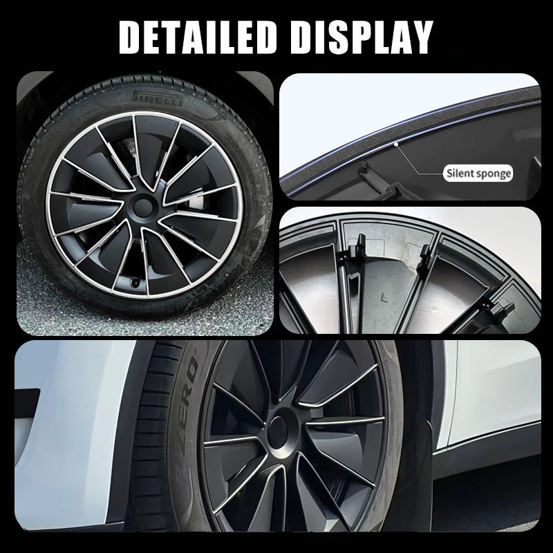 4PCS 19 Inch Hub Cap for Tesla Model Y Wheel Cover Replacement Performance Automobile Full Rim Auto Car Accessories 2018-2024