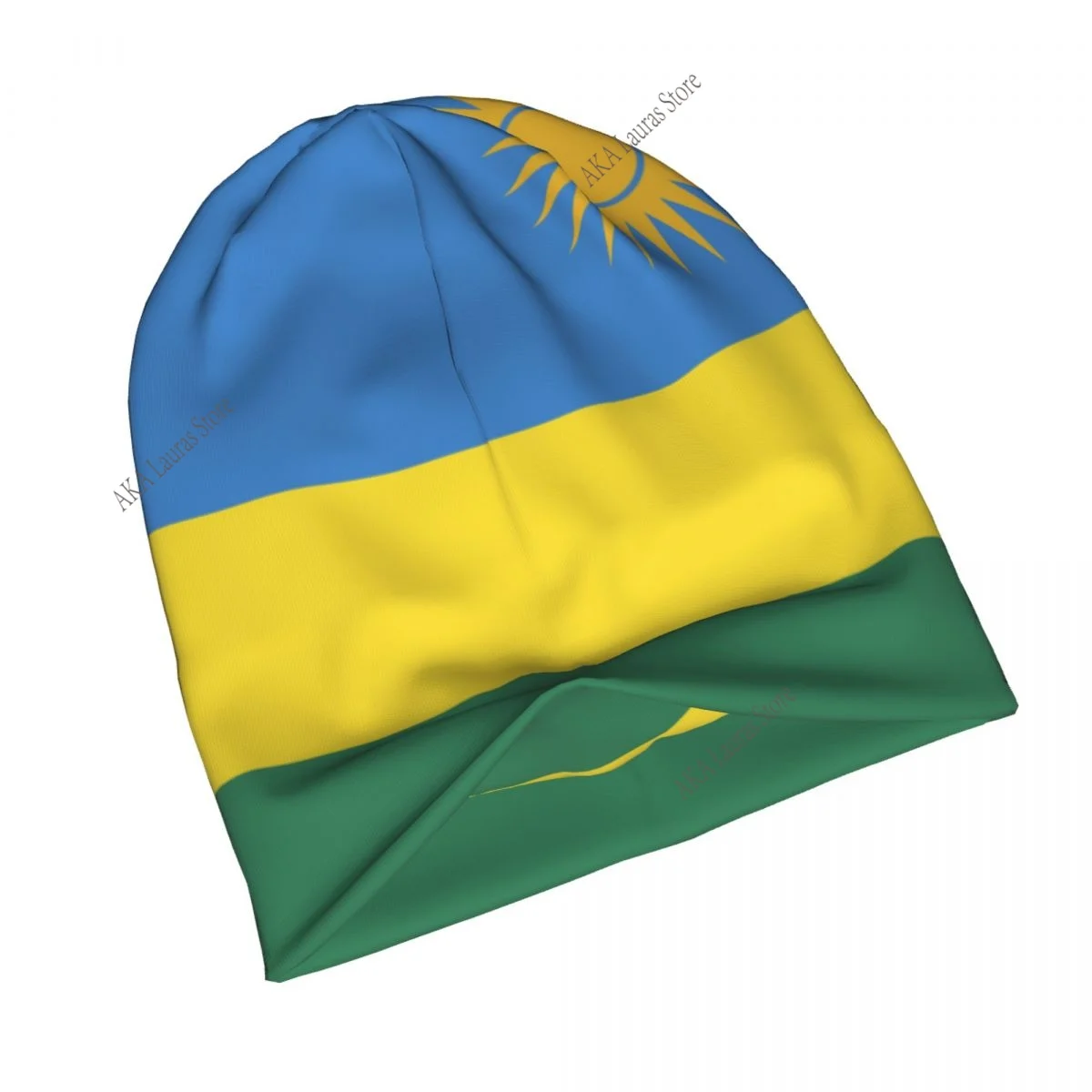 رواندا العلم الخريف الإناث الدافئة بيني مزدوجة تستخدم في الهواء الطلق بونيه القبعات #2