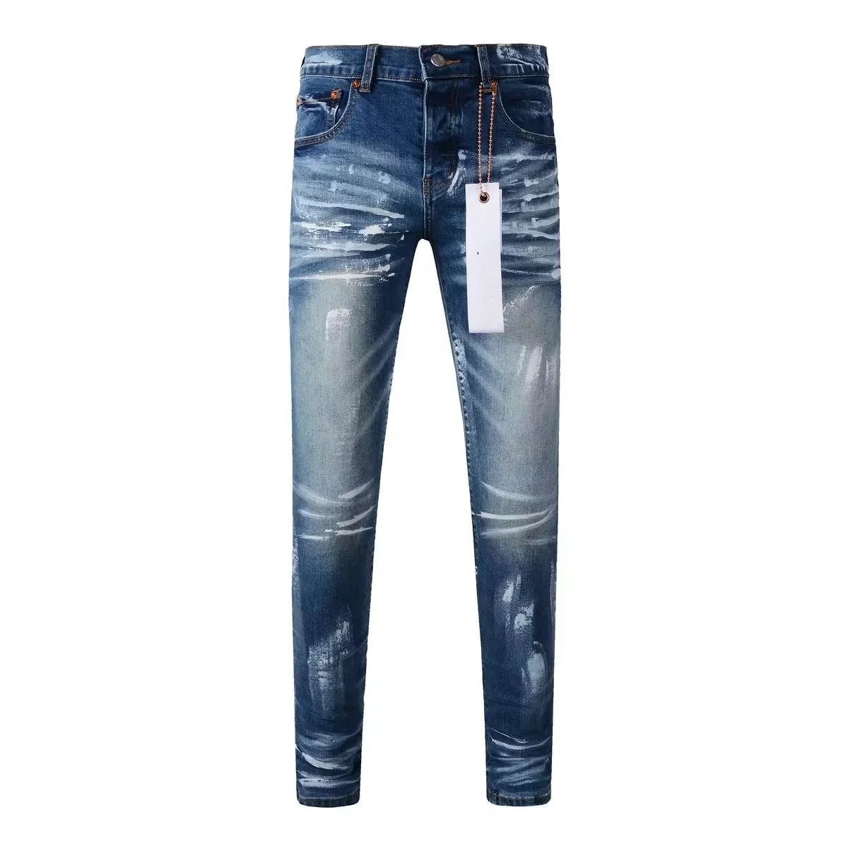 Fashion Purples Jeans Men denim pants distressed slim fitting color blue paint trend brand Repair Low Rise Skinny Denim pants