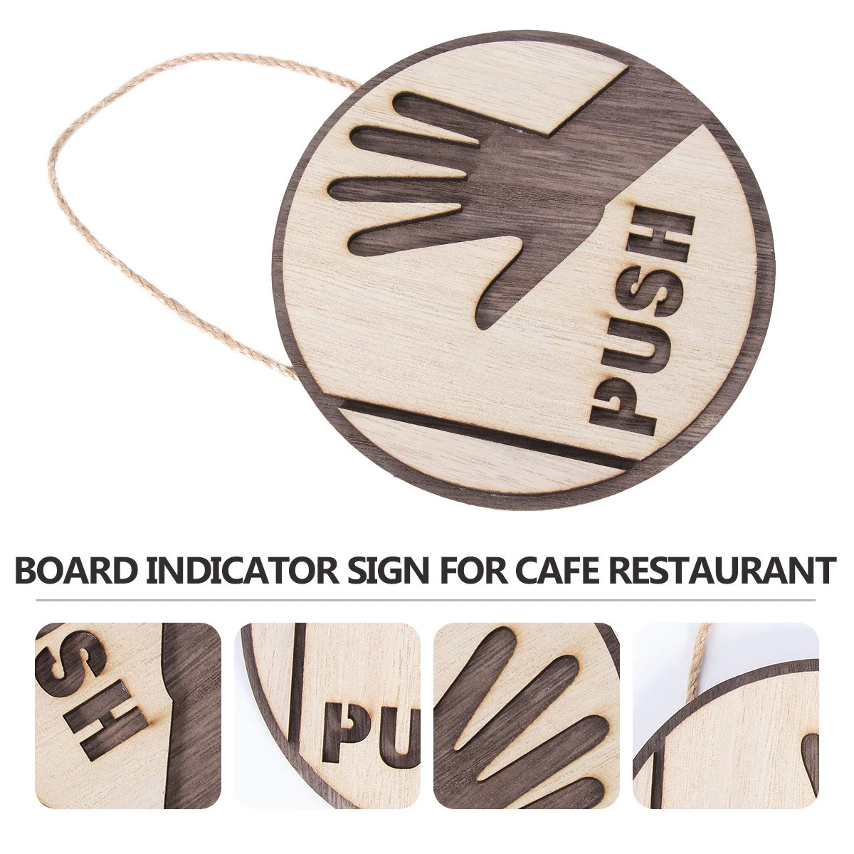 

1pc Wooden Door Sign Eco Friendly Push Pull Sign for Restaurant Hotel Home Tea House Cafe Hanging Rope Design Door Plate Storage
