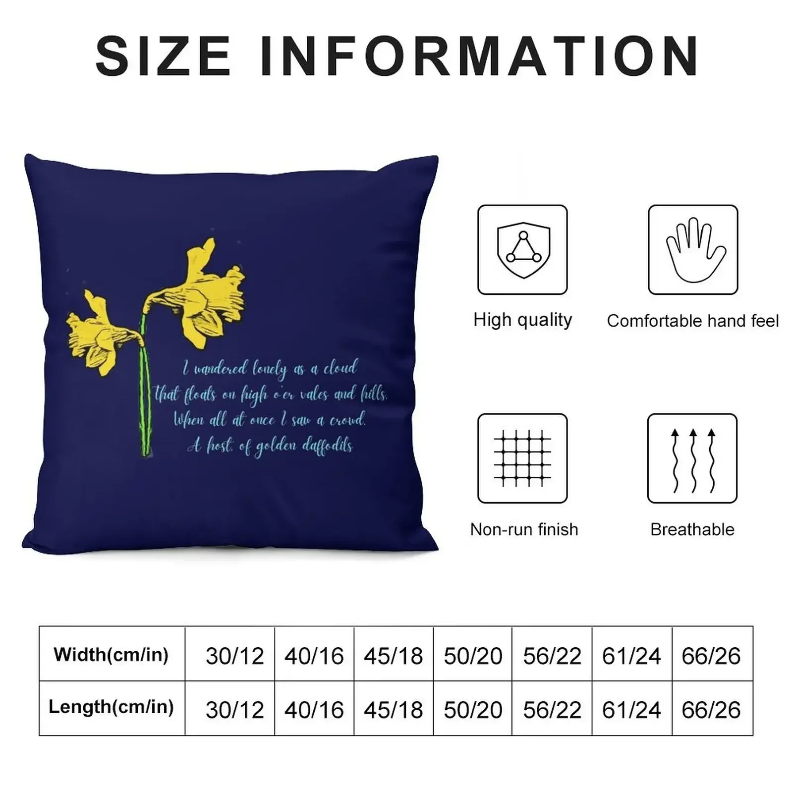 William Wordsworth Daffodils Stylized Throw Pillow Couch Cushions pillowcases for sofa cushions pillow