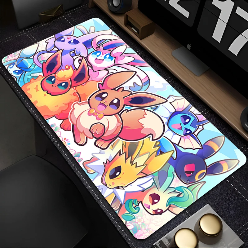 Mouse Pad Office PC Japan Anime E-eevee Kawaii Mousepad Laptop Pink Sylveon P-pokemonS Keyboard Rug Gamer Desk Mat For Girl Gift