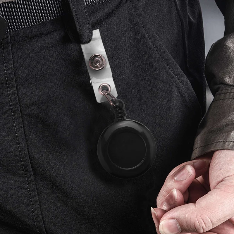 Llavero retráctil de retroceso, cadena de tracción, Clip de cinturón, soporte para tarjeta de identificación, pase de esquí, negro, 2 uds.