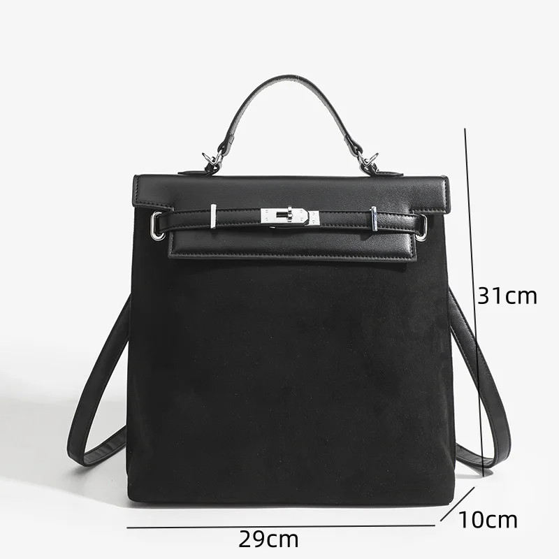 New Fashion Backpack Girl Backpack Handheld Bag Retro Panelled High Capacity Leisure Versatile Multifinonal Outdoor Shoulder Bag