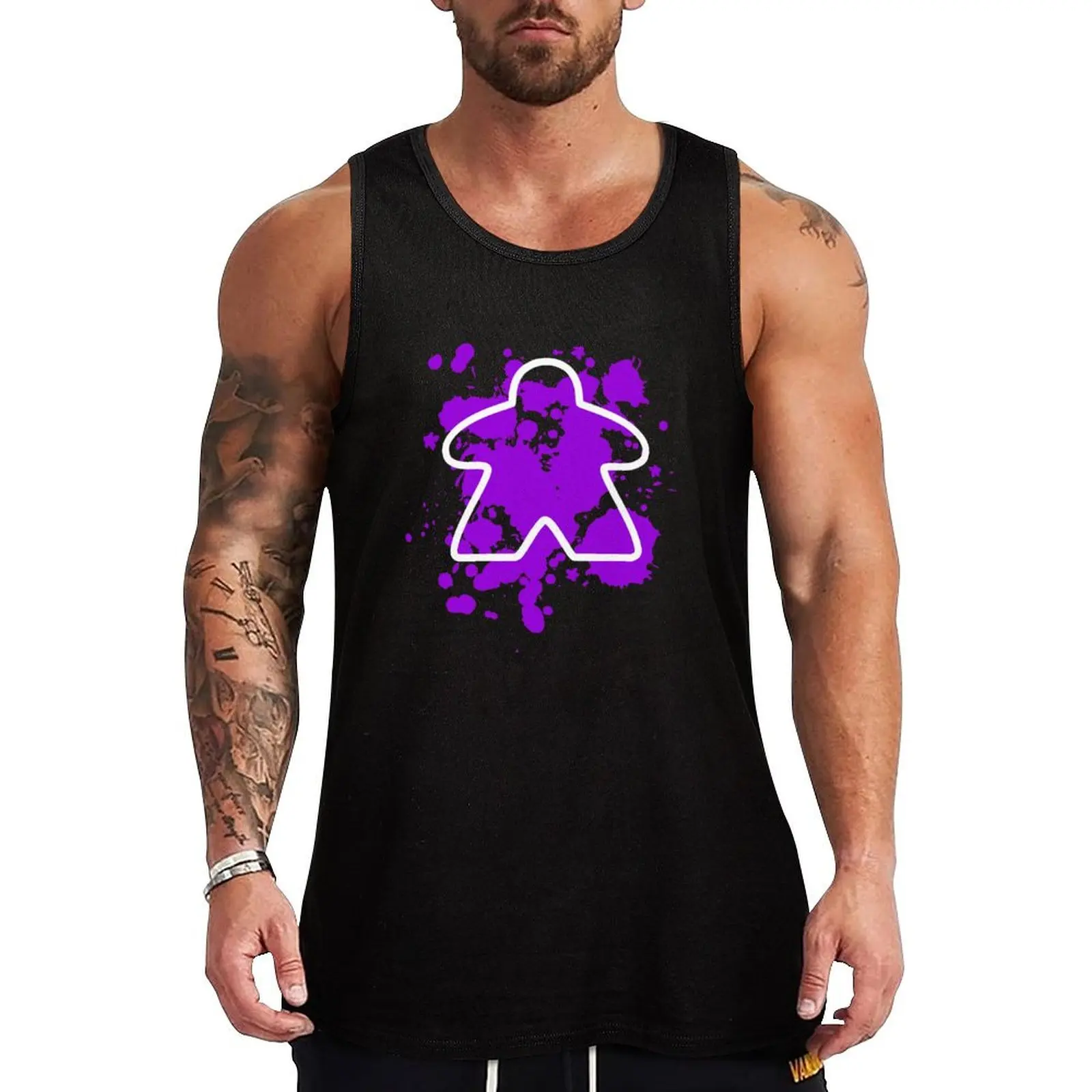 

Abstract Meeple - Purple Tank Top sleeveless shirt man gym gym wear men