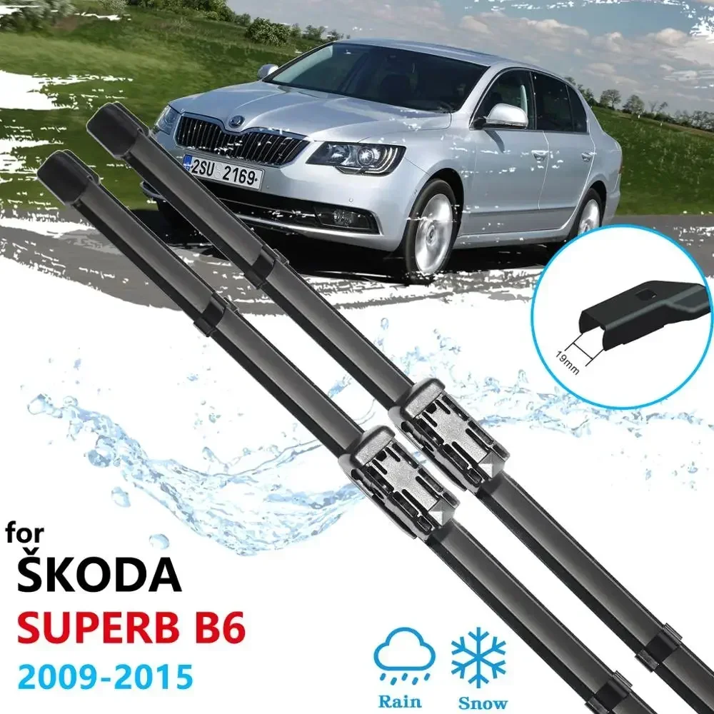 For Skoda Superb 2 B6 3T 2009~2015 Front Windscreen Wipers Car Accessories Stickers 2010 2011 2012 2013 2014 Car Wiper Blades