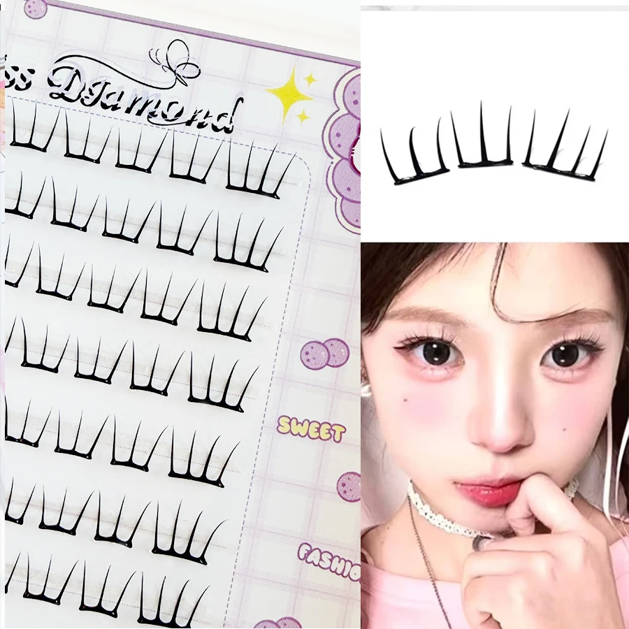 10 Rows Dense Natural False Eyelashes Segmented Glue-free Eyelash Extension Korean Women's Group Lightly Curling Eyelash Cluster