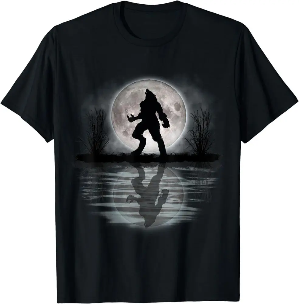 Werewolf Under Full Moon Howling Scary Cryptid T-Shirt For Men Clothing Women Tees High Quality 100%Cotton Short Sleeve