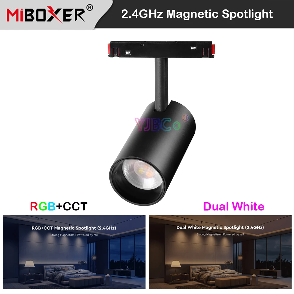 

Miboxer 2.4G RGB+CCT Magnetic LED Spotlight Smart 6W 12W 25W Dual White CCT Ceiling Light 48V 2.4G RF Remote/Gateway Control