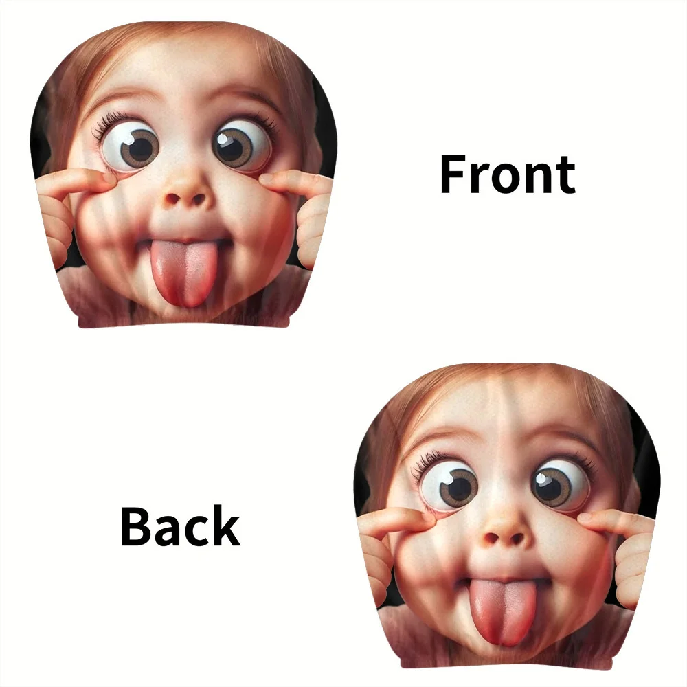 Fun Expression Headrest  Cover Personalized Printed Easy-fitting Washable Four Seasons General  Car Headrest  Cover